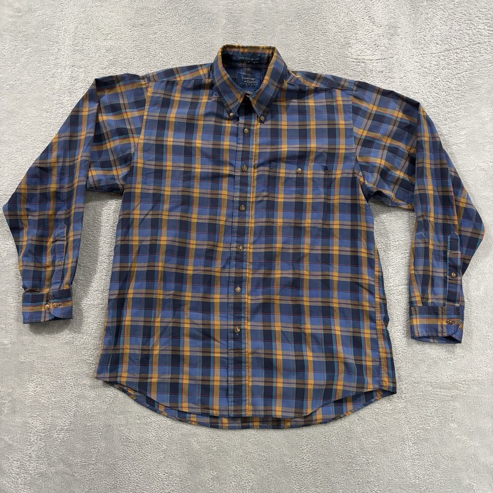 VTG Cambridge Classics Mervyns Plaid Shirt Men's Medium Plaid Pocket Long Sleeve